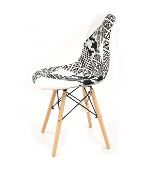 Silla STAR, madera de haya, tapizado patchwork combi bgn