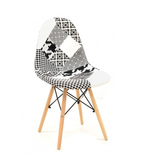 Silla STAR, madera de haya, tapizado patchwork combi bgn