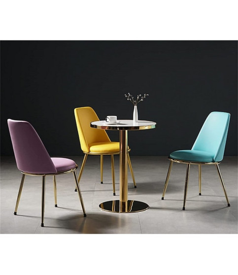 Silla TAVIRA, metal, cromado dorado, tapizado velvet verde oscuro