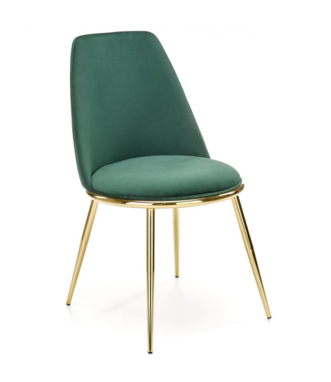 Silla TAVIRA, metal, cromado dorado, tapizado velvet verde oscuro