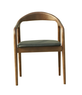 SILLÓN BALCANES HAYA CON ACABADO NOGAL Y TAPIZADO EN ECOCUERO NEGRO