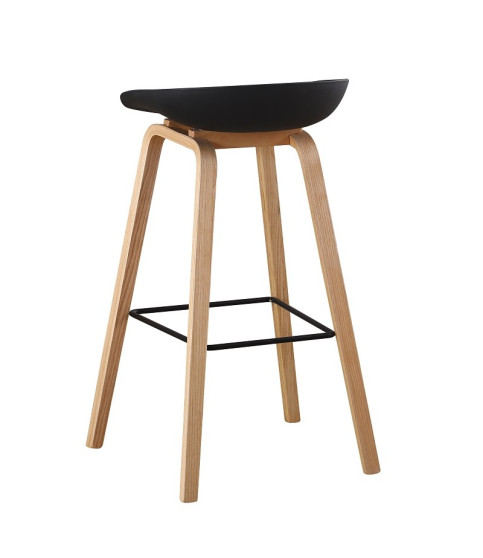 Taburete AWAK (TO), madera curvada, asiento polipropileno negro