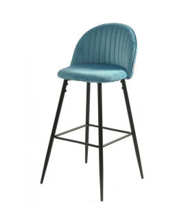Taburete CARNAVAL SKY BLUE, metal, tapizado velvet azul con trasera carnaval