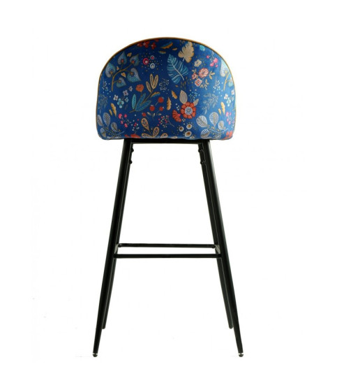 Taburete CARNAVAL YELLOW, metal, tapizado velvet amarillo con trasera carnaval