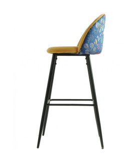 Taburete CARNAVAL YELLOW, metal, tapizado velvet amarillo con trasera carnaval