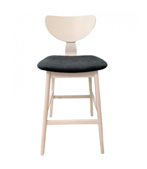 Taburete DUBLIN, madera de hevea, natural, velvet gris oscuro