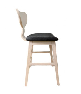 Taburete DUBLIN, madera de hevea, natural, velvet gris oscuro