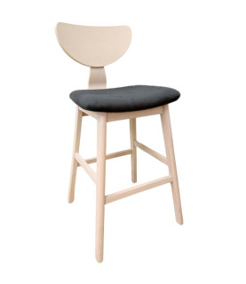 Taburete DUBLIN, madera de hevea, natural, velvet gris oscuro