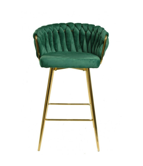 Taburete KING, metal, cromado dorado, tapizado velvet verde oscuro Taburete KING, metal, cromado dorado, tapizado velvet verde oscuro