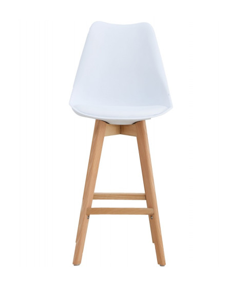 Taburete TORRE (SU), madera, blanco, cojín blanco