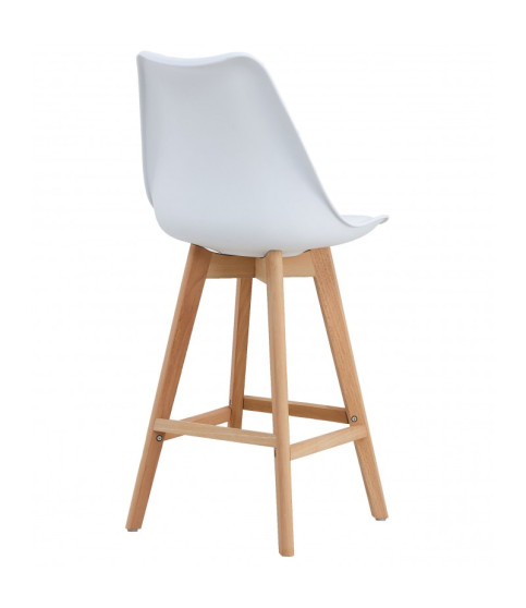 Taburete TORRE (SU), madera, blanco, cojín blanco