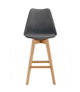 Taburete TORRE (SU), madera, gris oscuro, cojín gris oscuro