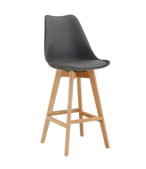 Taburete TORRE (SU), madera, gris oscuro, cojín gris oscuro