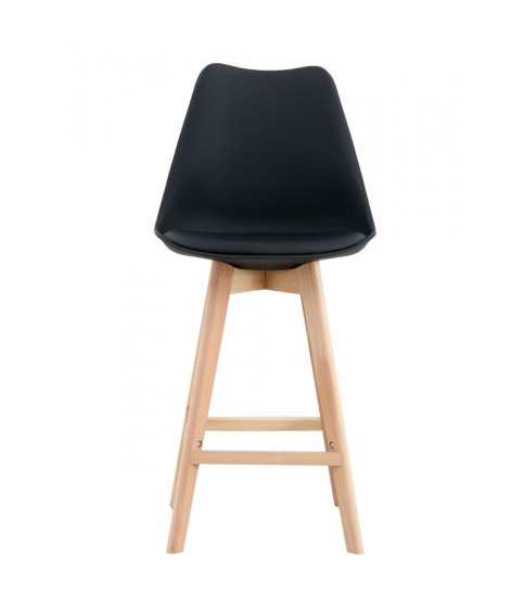 Taburete TORRE (SU), madera, negro, cojín negro