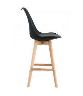 Taburete TORRE (SU), madera, negro, cojín negro