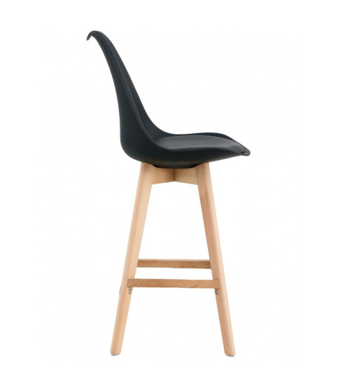 Taburete TORRE (SU), madera, negro, cojín negro