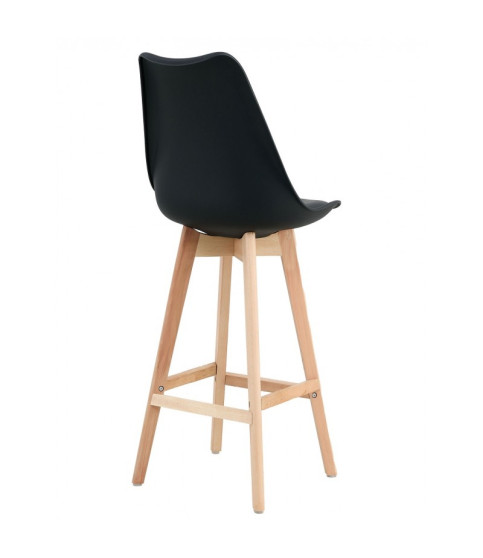 Taburete TORRE (SU), madera, negro, cojín negro