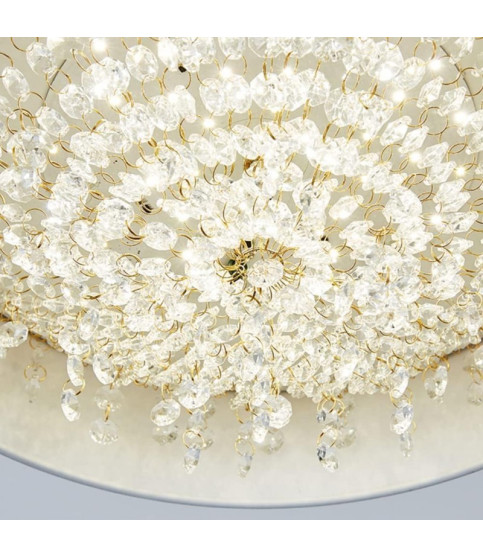 Lámpara JENA BL colgante de metal blanco con cristal y LED
