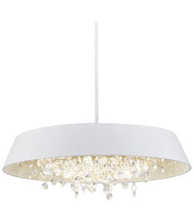 Lámpara JENA BL colgante de metal blanco con cristal y LED