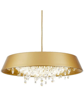 Lámpara JENA BL colgante de metal blanco con cristal y LED