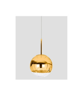 Lámpara KARIM colgante de cristal dorado y transparente, 25 cm de diámetro
