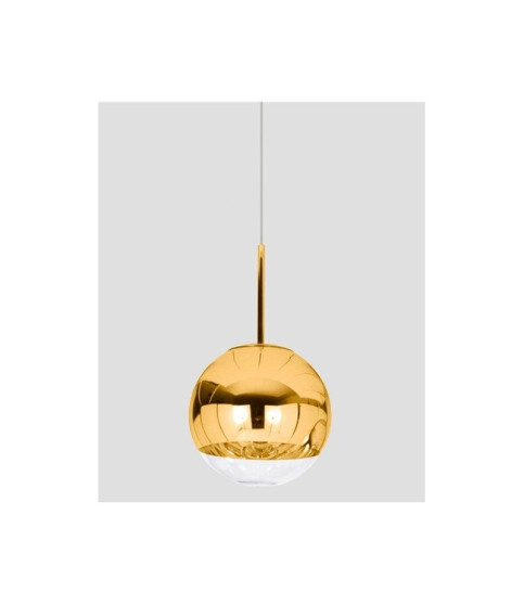 Lámpara KARIM colgante de cristal dorado y transparente, 25 cm de diámetro