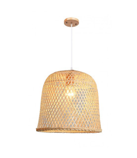 Lámpara POLINESIA colgante con pantalla de bambú natural trenzado