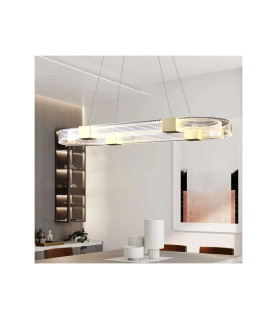 Lámpara TISSA colgante de metal dorado y acrílico con luz LED