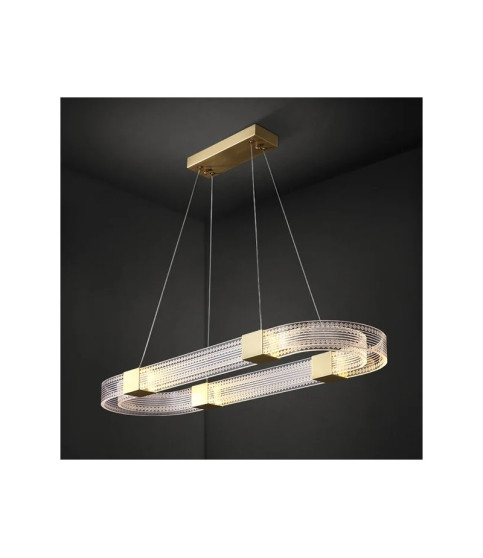 Lámpara TISSA colgante de metal dorado y acrílico con luz LED