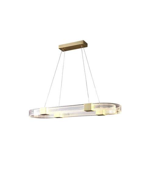 Lámpara TISSA colgante de metal dorado y acrílico con luz LED