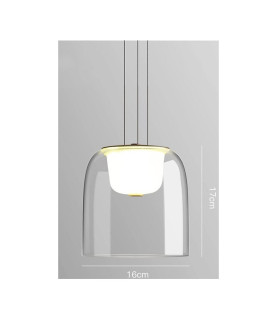 Lámpara WITTEN H170 colgante de metal y cristal con luz LED cálida