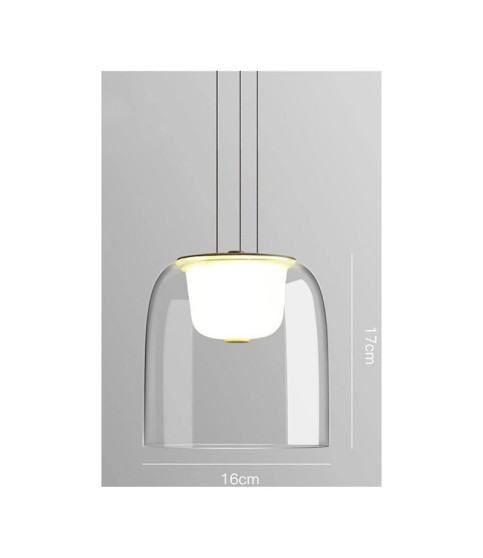 Lámpara WITTEN H170 colgante de metal y cristal con luz LED cálida