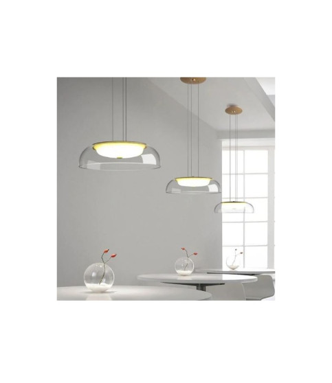 Lámpara WITTEN H80 colgante de metal y cristal con luz LED cálida
