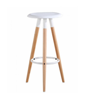 Taburete OTILIO NEW, madera, polipropileno blanco