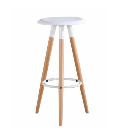 Taburete OTILIO NEW, madera, polipropileno blanco