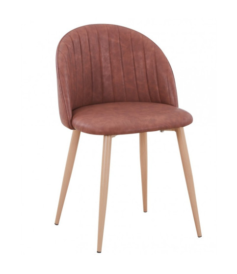 Silla VELVET NEW, patas metálicas, similpiel vintage cuero 3-2