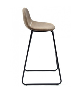 Taburete MOSS NEW, metal, similpiel marrón oscuro