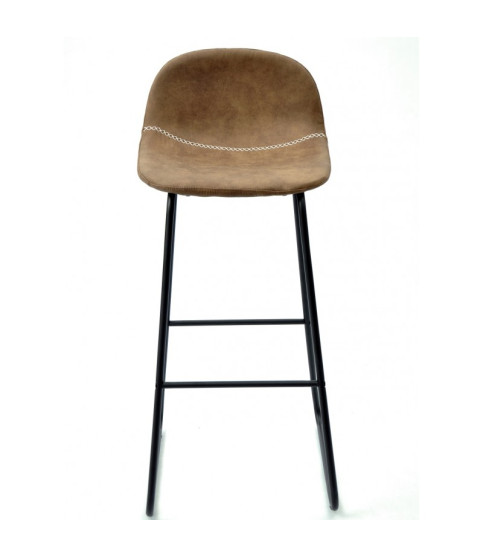 Taburete MOSS NEW, metal, similpiel marrón oscuro