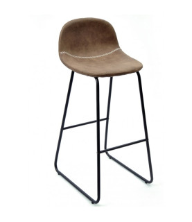 Taburete MOSS NEW, metal, similpiel marrón oscuro
