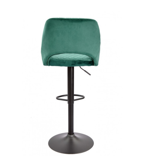 Taburete YASUR, regulable, metal negro, tapizado velvet 56 verde oscuro