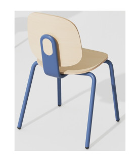 Silla COLMAR, apilable, azul, contrachapado revestido con HPL, acabado natural