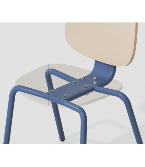 Silla COLMAR, apilable, azul, contrachapado revestido con HPL, acabado natural