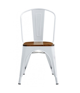 Silla TOL EK WOOD blanca con asiento de madera