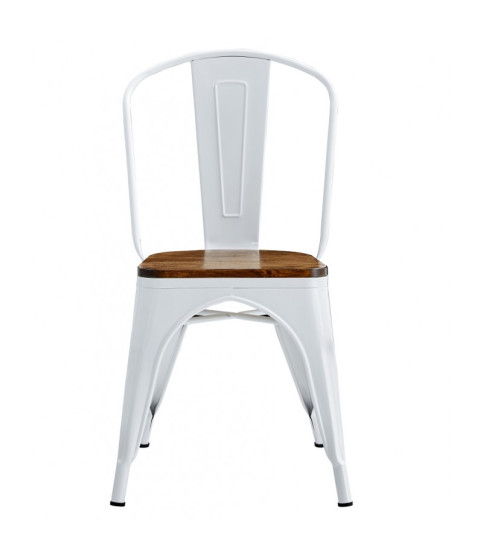 Silla TOL EK WOOD blanca con asiento de madera