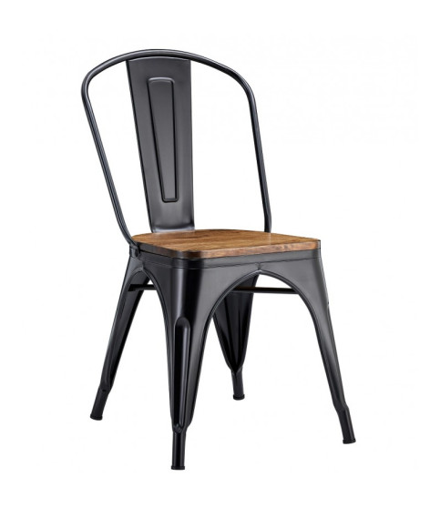 Silla TOL EK WOOD blanca con asiento de madera