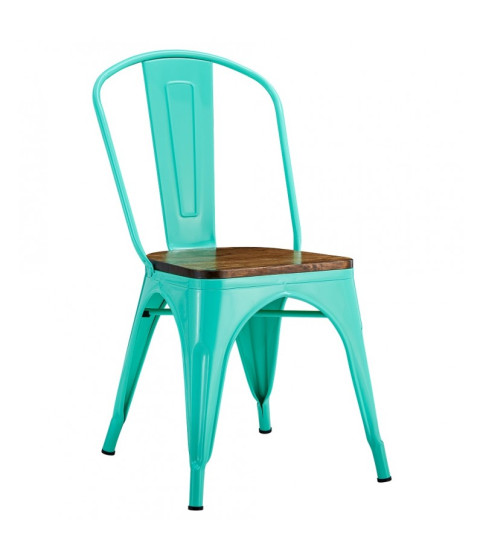 Silla TOL EK WOOD blanca con asiento de madera
