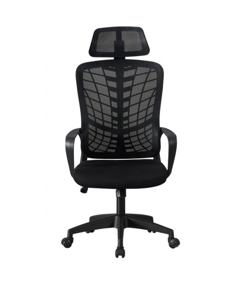 Sillón de oficina MELLAC, alto, negro, malla y asiento negro