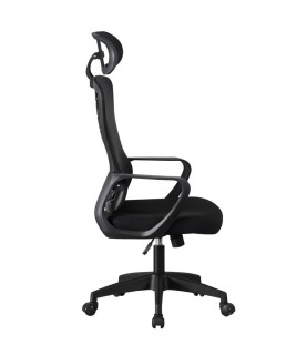 Sillón de oficina MELLAC, alto, negro, malla y asiento negro