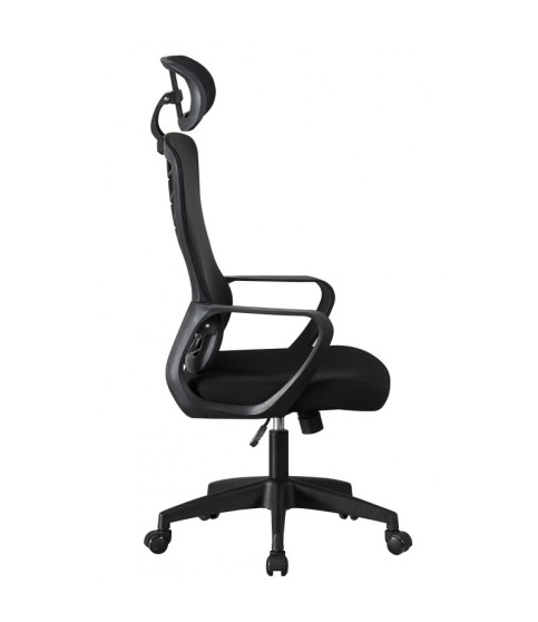 Sillón de oficina MELLAC, alto, negro, malla y asiento negro