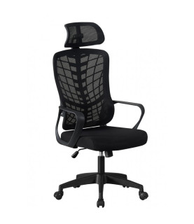 Sillón de oficina MELLAC, alto, negro, malla y asiento negro
